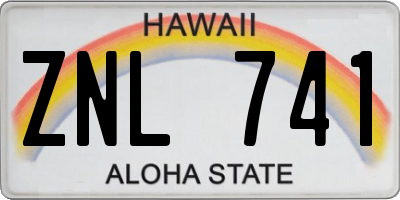 HI license plate ZNL741