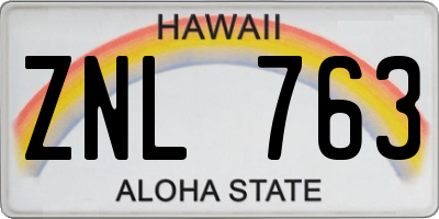HI license plate ZNL763