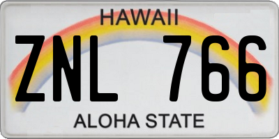 HI license plate ZNL766