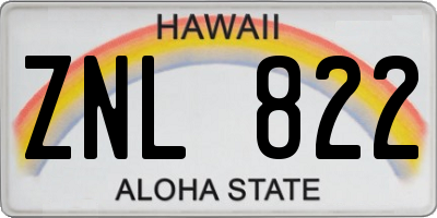 HI license plate ZNL822