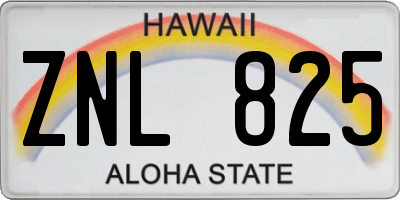 HI license plate ZNL825