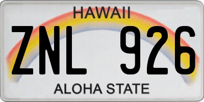 HI license plate ZNL926