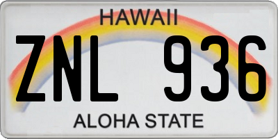 HI license plate ZNL936