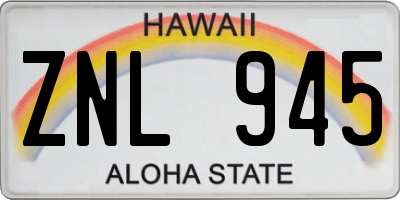 HI license plate ZNL945