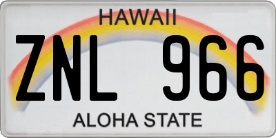 HI license plate ZNL966
