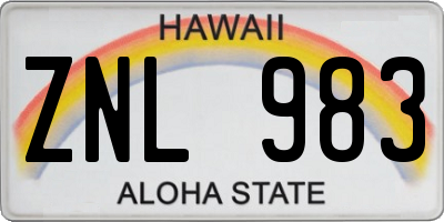 HI license plate ZNL983