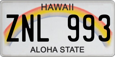 HI license plate ZNL993