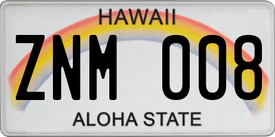 HI license plate ZNM008