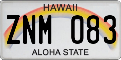 HI license plate ZNM083