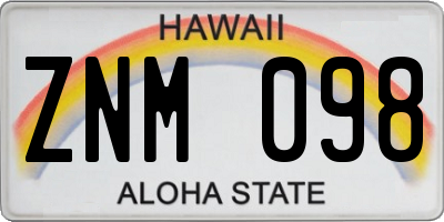 HI license plate ZNM098