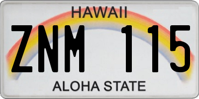 HI license plate ZNM115