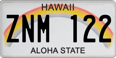 HI license plate ZNM122