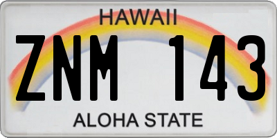 HI license plate ZNM143