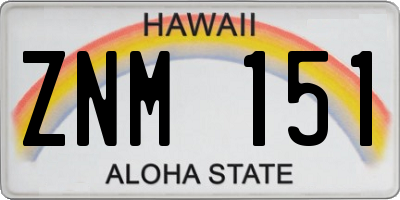 HI license plate ZNM151