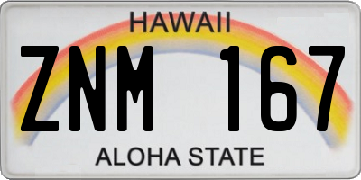 HI license plate ZNM167