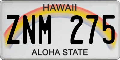 HI license plate ZNM275