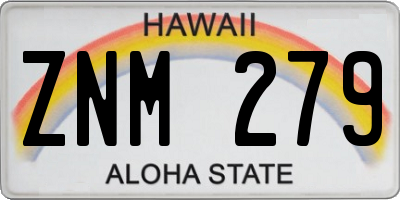 HI license plate ZNM279