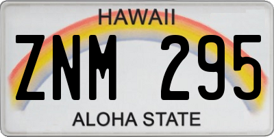 HI license plate ZNM295