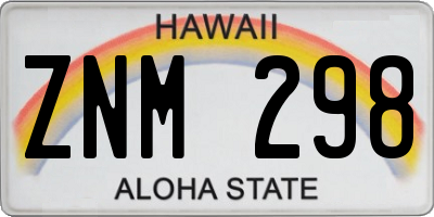 HI license plate ZNM298