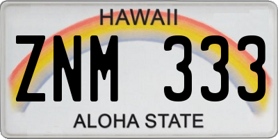 HI license plate ZNM333