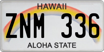 HI license plate ZNM336