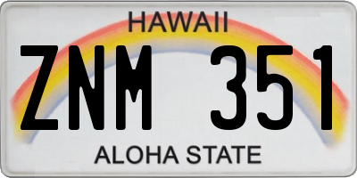 HI license plate ZNM351