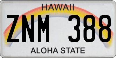 HI license plate ZNM388