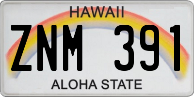 HI license plate ZNM391