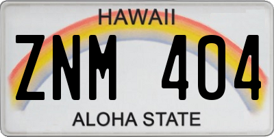 HI license plate ZNM404