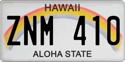 HI license plate ZNM410