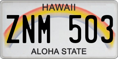 HI license plate ZNM503
