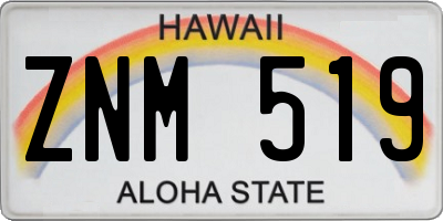 HI license plate ZNM519