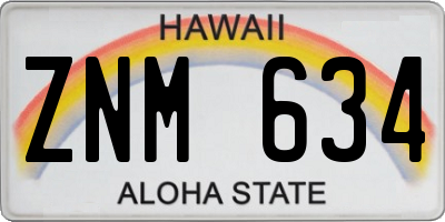 HI license plate ZNM634