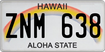HI license plate ZNM638