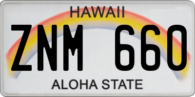 HI license plate ZNM660