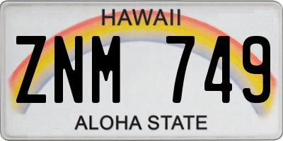 HI license plate ZNM749