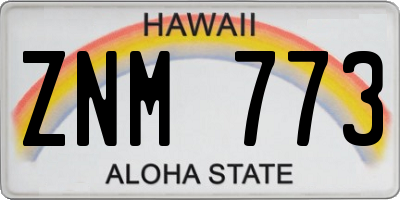 HI license plate ZNM773