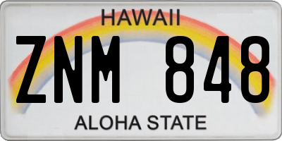 HI license plate ZNM848