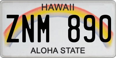 HI license plate ZNM890
