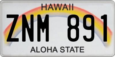 HI license plate ZNM891