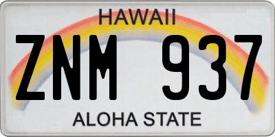 HI license plate ZNM937