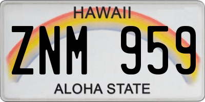 HI license plate ZNM959