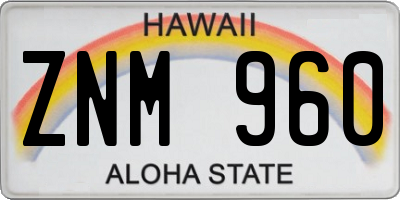 HI license plate ZNM960