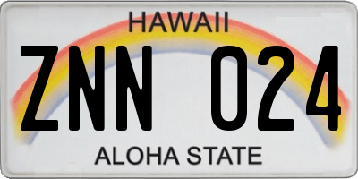 HI license plate ZNN024