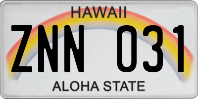 HI license plate ZNN031