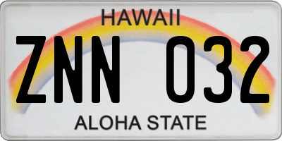 HI license plate ZNN032