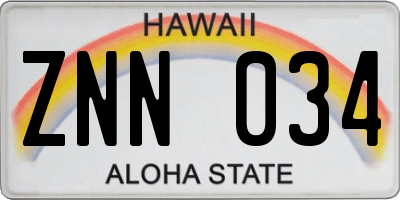 HI license plate ZNN034