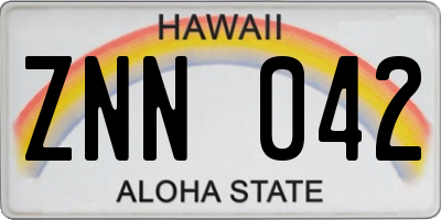HI license plate ZNN042