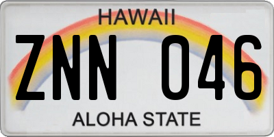 HI license plate ZNN046