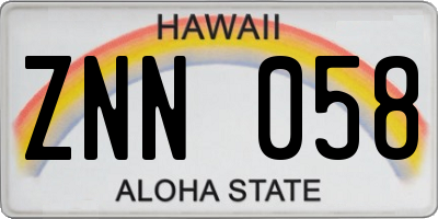HI license plate ZNN058